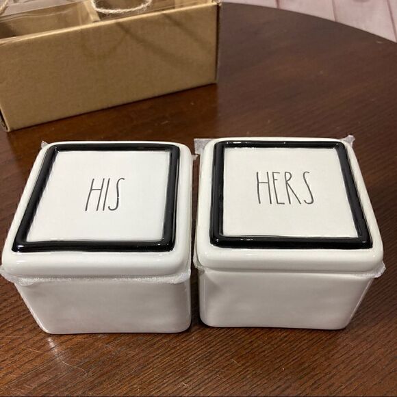 RAE DUNN ARTISAN COLLECTION JEWELRY BOX “his hers” - Picture 3 of 5
